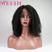 MEIEM Lace Front Human Hair Wigs For Women Afro Kinky Curly Black Color Brazilian Remy Hair wigs With Baby Hair Bleached Knots