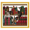 41 38cm DIY Handmade Needlework Counted Cross Stitch Set Embroidery Kit 14CT Cat on Bookshelf Pattern Cross Stitching Cross Stit