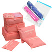 Travel storage bag hand roll vacuum compression bag luggage sorting bag save space 9 piece set pink