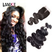 10A Unprocessed Brazilian Virgin Human Hair Weave 3 Bundles With Lace Closure Body Wave Cuticle Aligned Thick Remy Hair Extensions