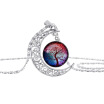 Nebula Space Pendant Necklace Glass Cabochon Sliver Chain Vintage Choker Statement Necklaces Fashion Women Jewelry Gift