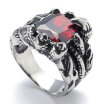 Hpolw rubies Dragon Clows Vintage fashion silver&black Stainless Steel Mens crystal RingWidth17mm