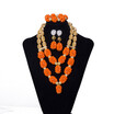 Handmade Dubai Golden And Orange Jewelry Set African Bridal Costume Necklace Nigerian Wedding Jewellery Set For Women