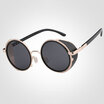 LIKEUS Vintage Gothic Steampunk Polarized Sunglasses Men Women Fashion Leather Windproof Round Sun Glasses For Hip Hop