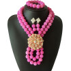 Mixed Color Luxury African Beads Jewelry Set New Coral Rose Bridal Jewelry Nigerian Wedding Pearl Necklace Earrings Bracelet