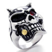 Hpolw Fashion Classic Romantic Mens Stainless Steel Gothic skull Biker Mens punk style Ring set in a circle of tiny rubies