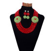 Fashion Nigerian Wedding Beads Orange Jewelry Set Traditional African Wedding Bridal Statement Necklace Set Ethiopian Jewelry Set