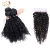 JSDshine Company Brazilian Human Hair Bundles With Closure Kinky Curly 4 Bundles With Closure Virgin Hair Human Hair Extensions