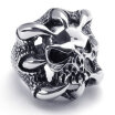 Hpolw Stainless Steel Band Gothic Skull Claw Biker Mens Ring Color Black Silver