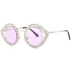 SHAUNA Bling Bling Crystal Decoration Women Cat Eye Sunglasses Fashion Eye Sharp Men Champagne Lens Glasses UV400