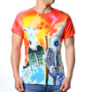 Mens Cartoon Pictures Printed Short Sleeve Round Neck Pullover T-Shirts