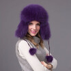 FURART hot warm autumn&winter female Fox fur bomber hat snow cap fur womens hat ladies leather ear caps