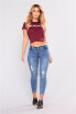 Worn Zipper Low Waistline Jeans