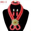 African Wedding Jewelry Sets Red Nigerian Necklace Sets For Women 2 Rows Crystal Bridal Beads Jewelry Set Free Shipping
