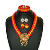 Handmade Nigerian Jewelry Set Dubai Green Red Crystal Beads Statement Necklace African Wedding Beads Jewelry Set For Bridal