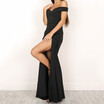 Womens Long Off-Shoulder Evening Dress with Slit