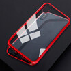 iPhone X Case Magnetic Adsorption Case Ultra Slim Metal Frame Tempered Glass with Built-in Magnet Flip Cover