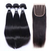 8A Malaysian Virgin Hair Straight With Closure 3 Bundles Malaysian Remy Human Hair Weaves And Lace Closure 4 Pcs Lot Natural Black