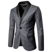 New Mens Fashion Threshold Featuring Leather Stitching Suit Slim Business Casual Solid Color Jacket