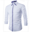 Camisa De Los Hombres De La Manga Larga Delgada Delgada Ocasional Del Color Del Contraste De La Tela De Algodón De Zogaa