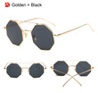 SHAUNA Hexagon Metal Frame Women Square Sunglasses Fashion Double Bridges Men Reflective Lens Glasses