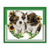 Decdeal 134 114 inches DIY Kiss Dog Pattern Cross Stitch Kit with Blank 14CT Canvas Cloth & Cotton Thread Embroidery Cross Sti