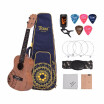 TOM JYY-C1 23" Acoustic Concert Ukulele Ukelele Uke Kit Mahogany Wood with Carrying Bag Uke Strap Strings Clip-on Tuner Cleaning C