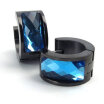 Hpolw Stainless Steel Mens Hinged Hoop Stud Earrings Set 2pcs Color Blue Black