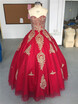 New Ball Gown Quinceanera Dresses Tulle Lace Applique Beaded Sweet 16 Party Prom Evening Gowns