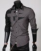 Mens lapel hit color long sleeve casual summer fashion large size shirt