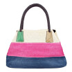 Fawziya Straw Bag With Leather Handle Color Block Tote Handbags For Women Crossbody Travel Bag