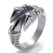 Hpolw Polished Mens Fashion silver&black Stainless Steel Jewelry Biker Unique Dragon Claw Ring For Men Ring