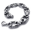 Hpolw Vintage Stainless Steel Mens Biker Bracelet Black Silver 886 Inch