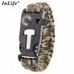 Inlife Multifunctional Whistle Flint Thermometer Knitted Survival Bracelet