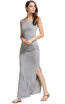 Womens Sleeveless Side-Slit Maxi Dress