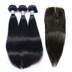 8A Cambodian Virgin Hair Straight With Closure 3 Bundles Cambodian Remy Human Hair Weaves And Lace Closures 4Pcs Lot Natural Black