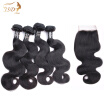 JSDshine Indian Virgin Hair 4 Bundles With Closure Indian Body Wave Human Hair Bundles With Closure Free Part With 4 Bundles