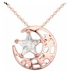 Star And Moon Pendant Necklace MADE WITH Austrian Crystals From Swa Elements For Women Gift Rose Gold Plated 23547