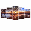 HD Printed 5-Panel Unframed Sunset Landscape Pattern Canvas Painting Wall Art Modular Pictures Decor for Home Living Room Bedroom