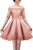 A-line Off-shoulder Half Sleeves Short Lace Appliques Prom Dresses