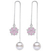 Luxury Statement Long Drop Earrings Pink Cubic Zirconia Vintage Fashion Jewelry Dangle Earring For Women Gift WHE273