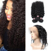 Ishow 7A Peruvian Curly Human Hair 3 Bundles With 360 Lace Frontal Closure Afro Kinky Curly Natural Color