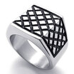 Hpolw men Black&white stripes Stainless Steel Mens Geometry men RingWidth18mm 071 inches