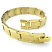 Hpolw Mens Stainless Steel Bracelet Classic Link Wrist Gold