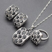 Pomegranate Red Stone Silver Plated Bridal Jewelry Sets for women Choker Clip Earrings Ring Free Gift Box