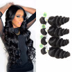 4 Bundles Brazilian Loose Wave Virgin Hair 7A Brazilian Virgin Hair Loose Wave Natural Black Brazilian Human Hair Weave Bundles