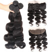 Malasyian Virgin hair 3 Bundles with Lace Frontal Body Wave with 13x4 Closure Free Part Virgin Human Hair Weave with Closure