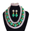 Gold And Light Green African Bridal Crystal Jewelry Set Statement Necklace Nigerian Beads Wedding Jewelry Sets For Women