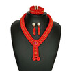 Delicate Crystal Beaded Ethiopian Jewelry Set Traditional African Wedding Bridal Statement Necklace Woman Coral Jewelry Set