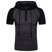 Mens Fashion Casual Breathable Hooded Short Sleeve Contrast Color Slim Fit T-Shirt